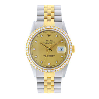 ROLEX ROLEX DATEJUST 36MM (1991) #16233 (CUSTOM DIAMOND BEZEL / FACTORY DIAMOND DIAL)