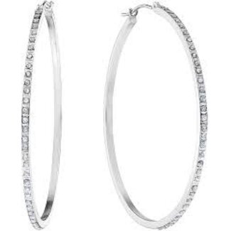 WF 14K WHITE GOLD HOOP EARRINGS WITH DIAMONDS