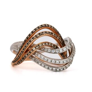 WF 14K WHITE/ROSE GOLD RING W 1CT DIAMOND SIZE 7