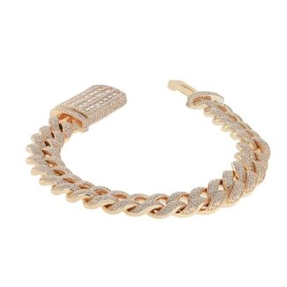 WF 10KT YELLOW GOLD CUBAN LINK DIAMOND BRACELET