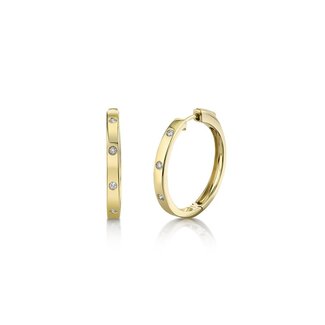 WF 14K YELLOW GOLD HOOP EARRINGS WITH DIAMONDS