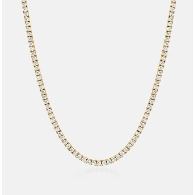 VHV (JEWELERY) WF 14KT YELLOW GOLD LAB GROWN DIAMOND TENNIS NECKLACE 22 INCH.