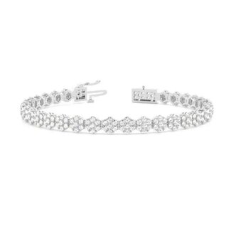 VHV (JEWELERY) WF 14K WHITE GOLD CLUSTER TENNIS BRACELET WITH DIAMONDS