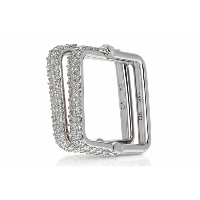 VHV (JEWELERY) WF 14KT WHITE GOLD LAB GROWN SQUARE SHAPED EARINGS 0.67CT