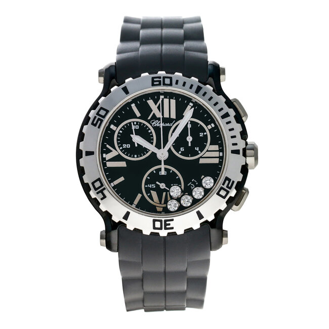 CHOPARD Happy Sport Chronograph 42mm in Steel on Black Rubber (BP)