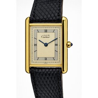 Cartier CARTIER Must Tank Gold Plated Leather Quartz Ladies Watch 366001