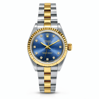 ROLEX Rolex Oyster Perpetual Steel Yellow Gold Factory Blue Diamond Dial 76193