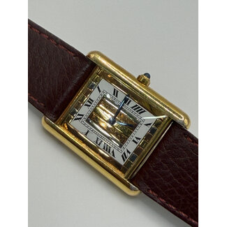 Cartier CARTIER Must Tank 925 silver /leather Quartz  TRI-Color