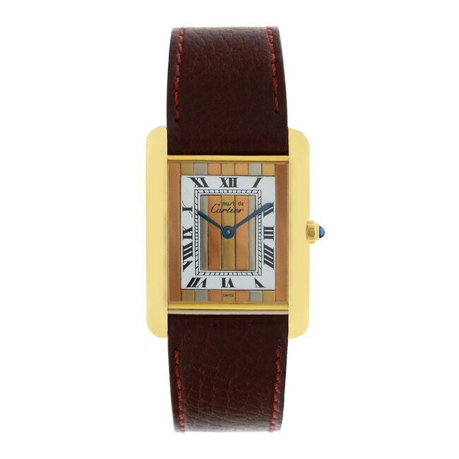 Cartier CARTIER Must Tank 925 silver /leather Quartz  TRI-Color