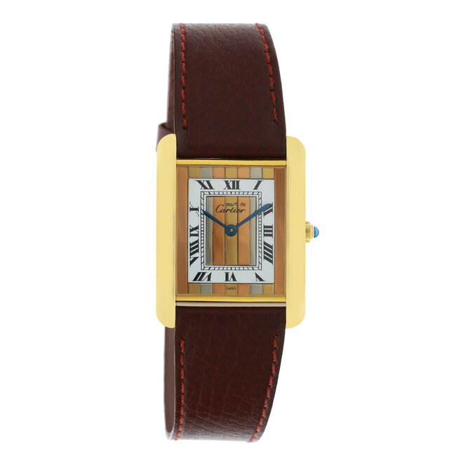 Cartier CARTIER Must Tank 925 silver /leather Quartz  TRI-Color