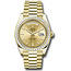 ROLEX Rolex Yellow Gold Day-Date 40 Watch - Baguette Diamond Bezel - Champagne Index Dial - President  18k