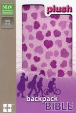 NIrV Plush Backpack Bible, Hardcover, Plush, Purple Hearts