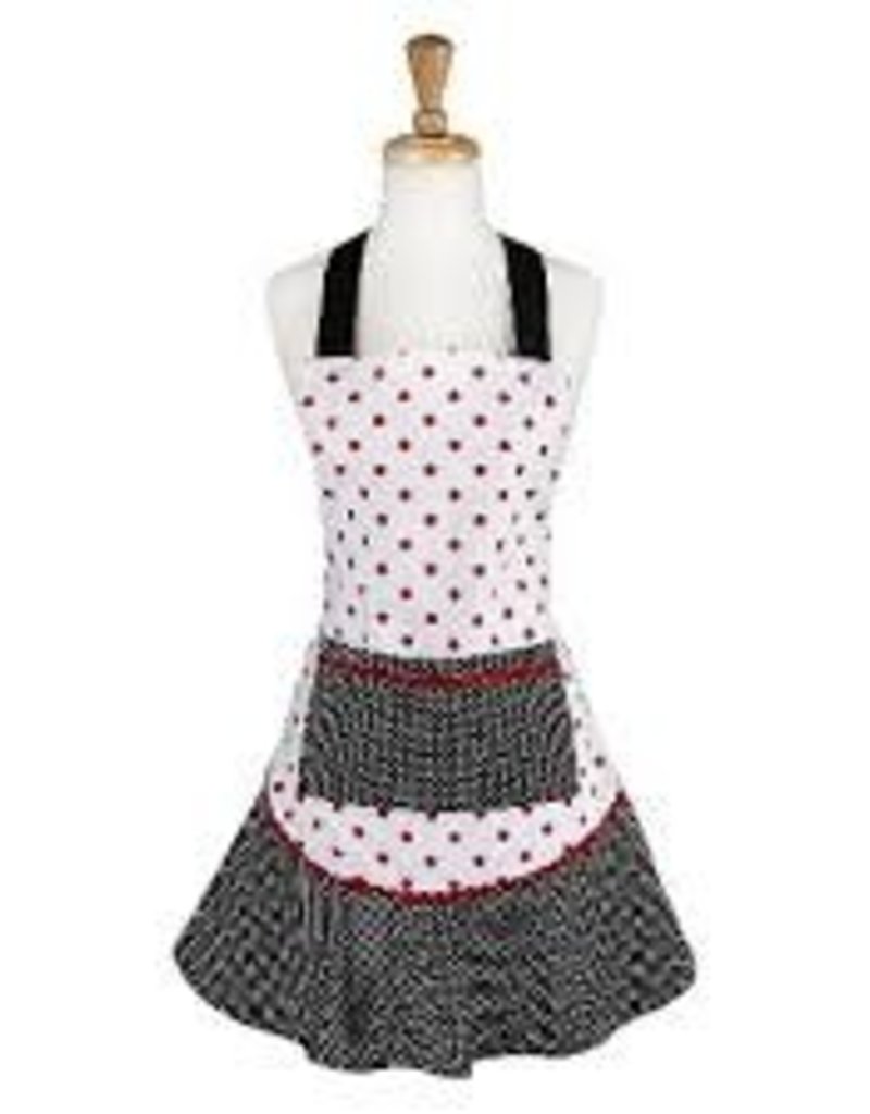 BLACK & RED POLKA DOT RUFFLE APRON