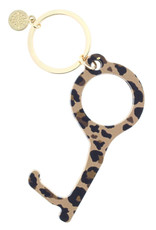 Brown Leopard Touchless Key Keychain