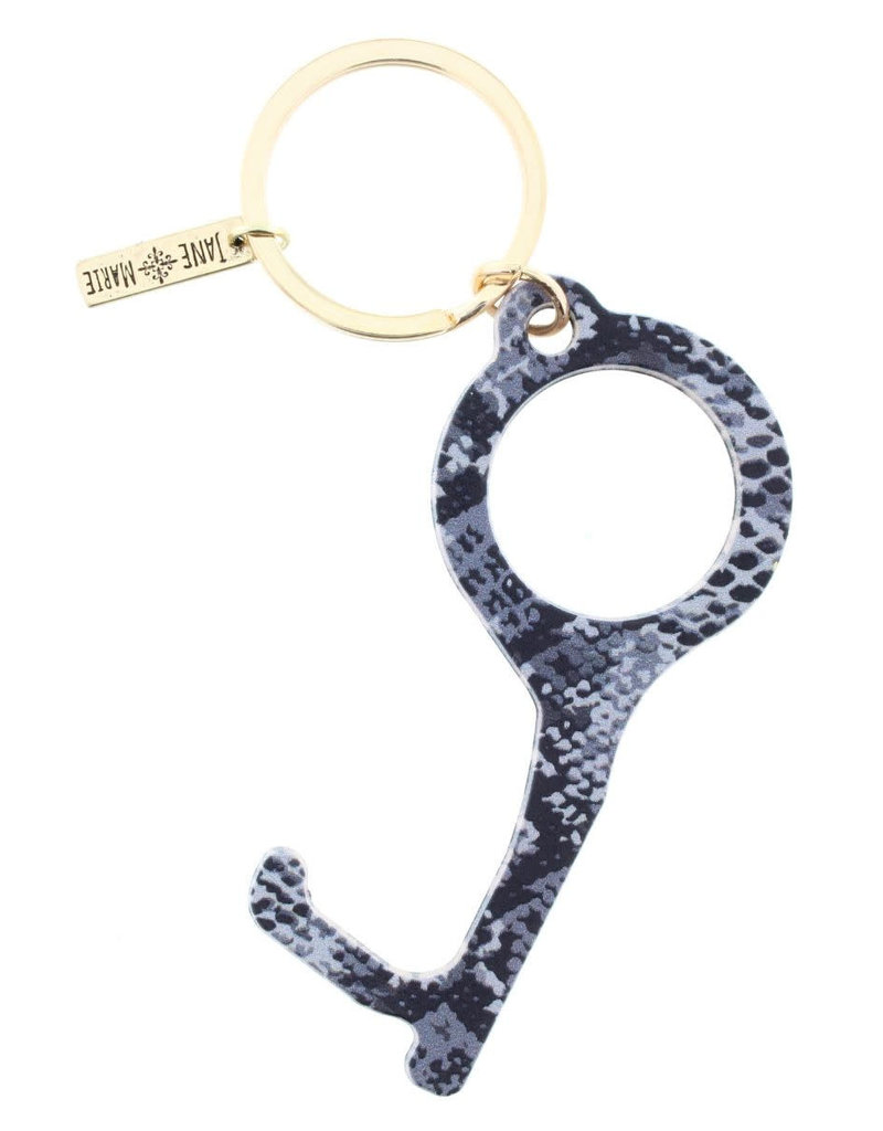 Black & White Snakeskin Touchless Key Keychain