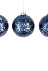 DARK BLUE AND SILVER GLASS ORNAMENTS w/ Message