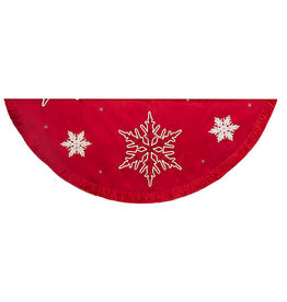 60" TREE SKIRT RED/SILVER SNOWFLAKE