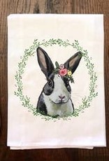 Flower B/W Rabbit Flour Sack Towel