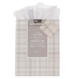 I Know the Plans Gray Plaid Medium Gift Bag