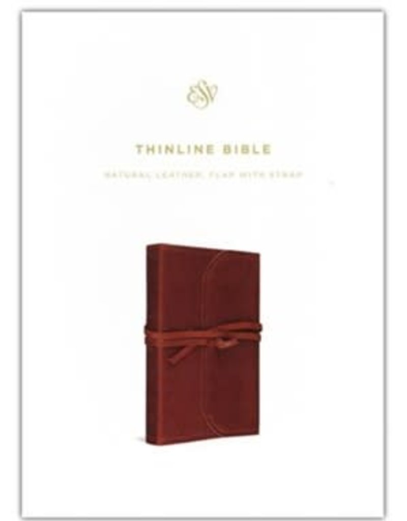 ESV Thinline Bible-Natural Leather w/Flap & Strap