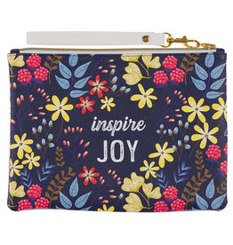 Inspire Joy Faux Leather Zippered Pouch