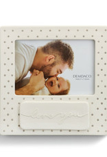 Love You Gray Frame Stoneware Polka Dots