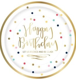 Happy Birthday Plate 8pk (dots)