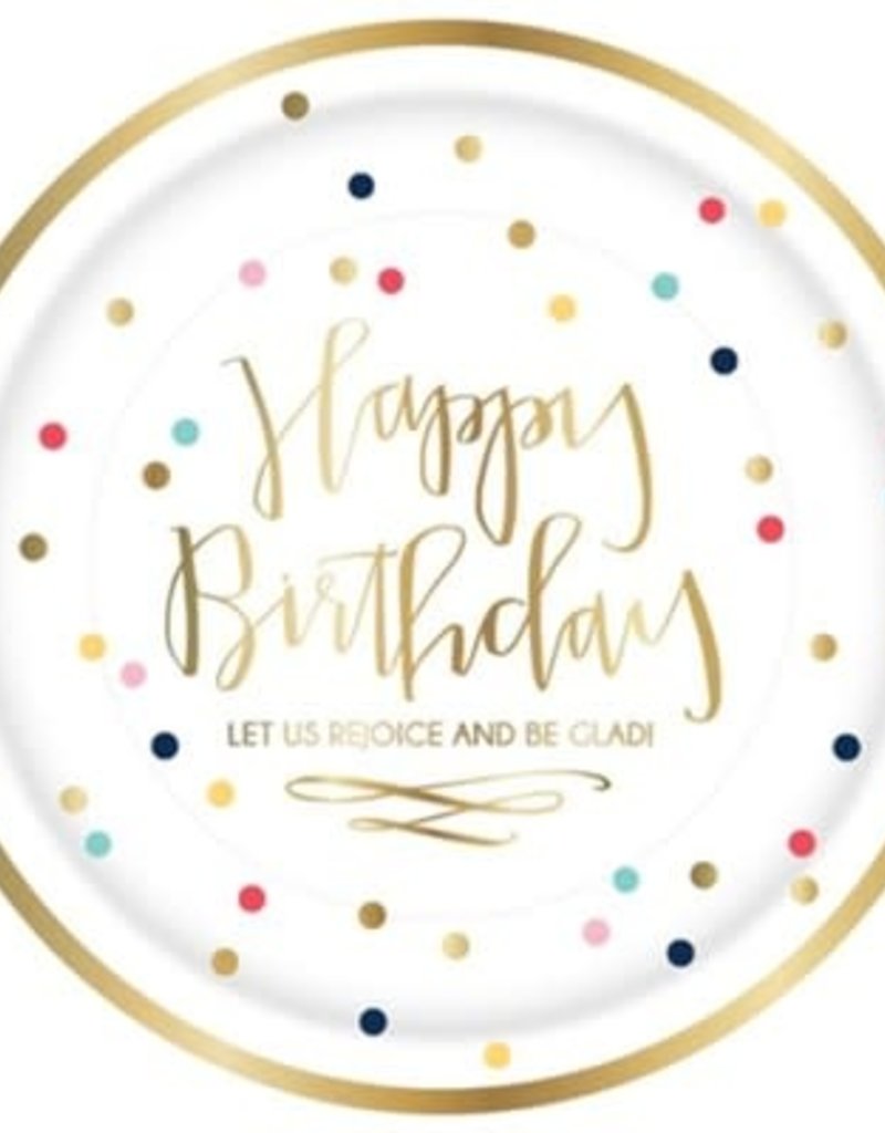 Happy Birthday Plate 8pk (dots)