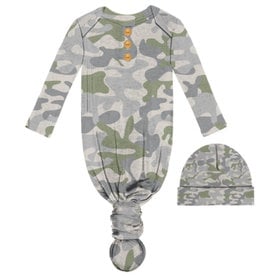 CAMOUFLAGE INFANT GOWN & BEANIE SET