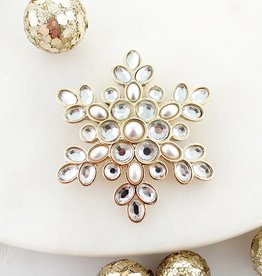 Gold Pearl & Crystal Snowflake Pin/Pendant