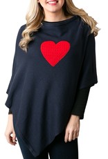 Poncho Navy with Cable Knit Red Heart