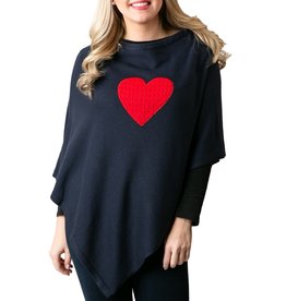 Poncho Navy with Cable Knit Red Heart