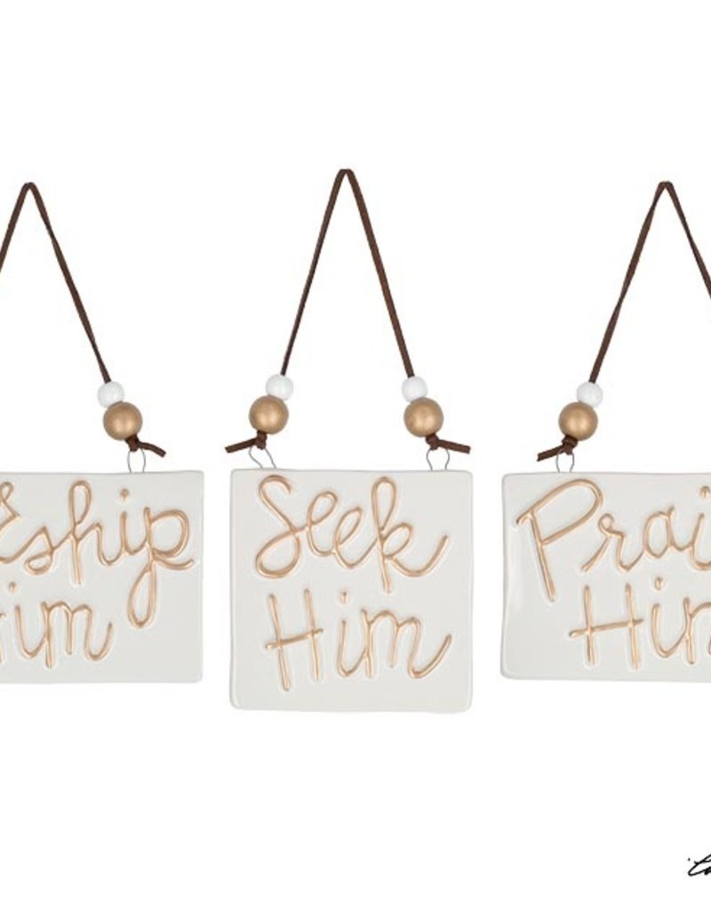 GOLD RAISED MESSAGE ORNAMENTS