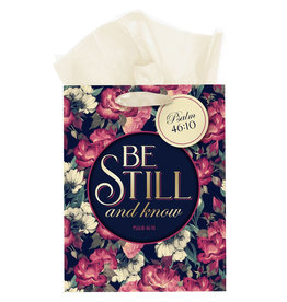 Be Still Vintage Floral Medium Gift Bag – Psalm 46:10