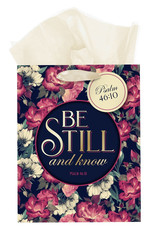 Be Still Vintage Floral Medium Gift Bag – Psalm 46:10