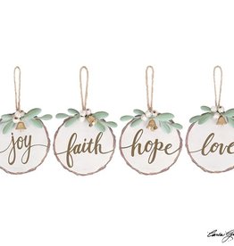 HOPE FAITH LOVE JOY ORNAMENT ASTD