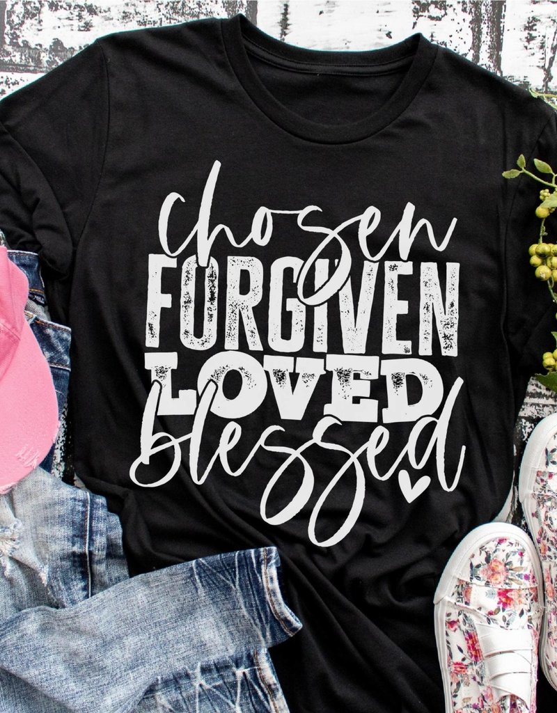 Chosen Forgiven Loved Blessed Graphic Tee