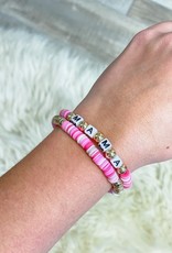 Mama' Stretch Bracelet Set- Pink