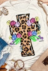 Hand Painted Leopard Cross T