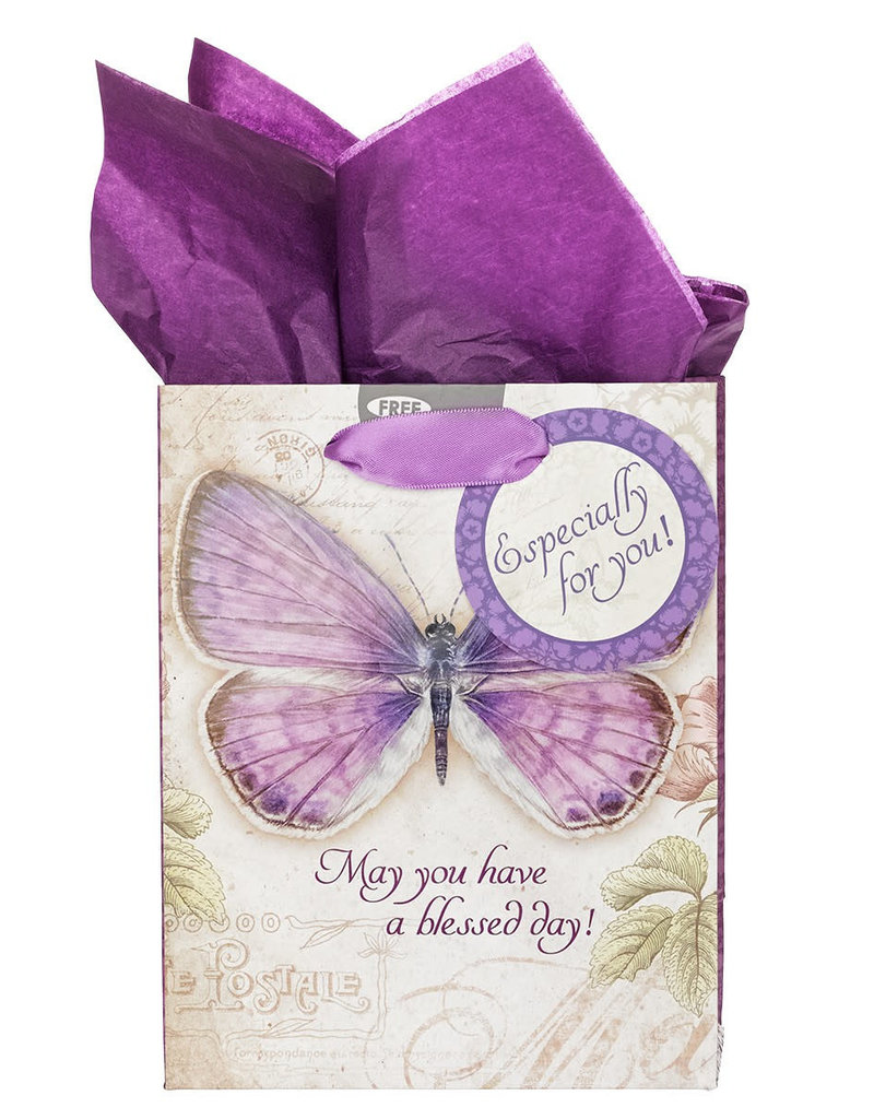 Gift Bag-Butterfly Blessings/Blessed Day w/Tag & Tissue-Small