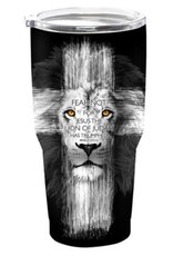 Lion Of Judah Cross, Stainless Steel Mug, Black, 30 oz