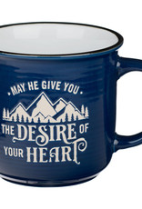 Desires of Your Heart Blue Ceramic Camp Style Mug- Psalm 20:4