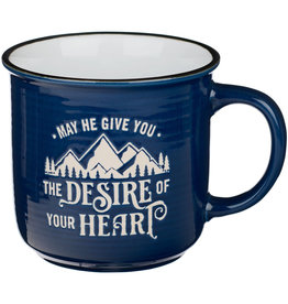 Desires of Your Heart Blue Ceramic Camp Style Mug- Psalm 20:4