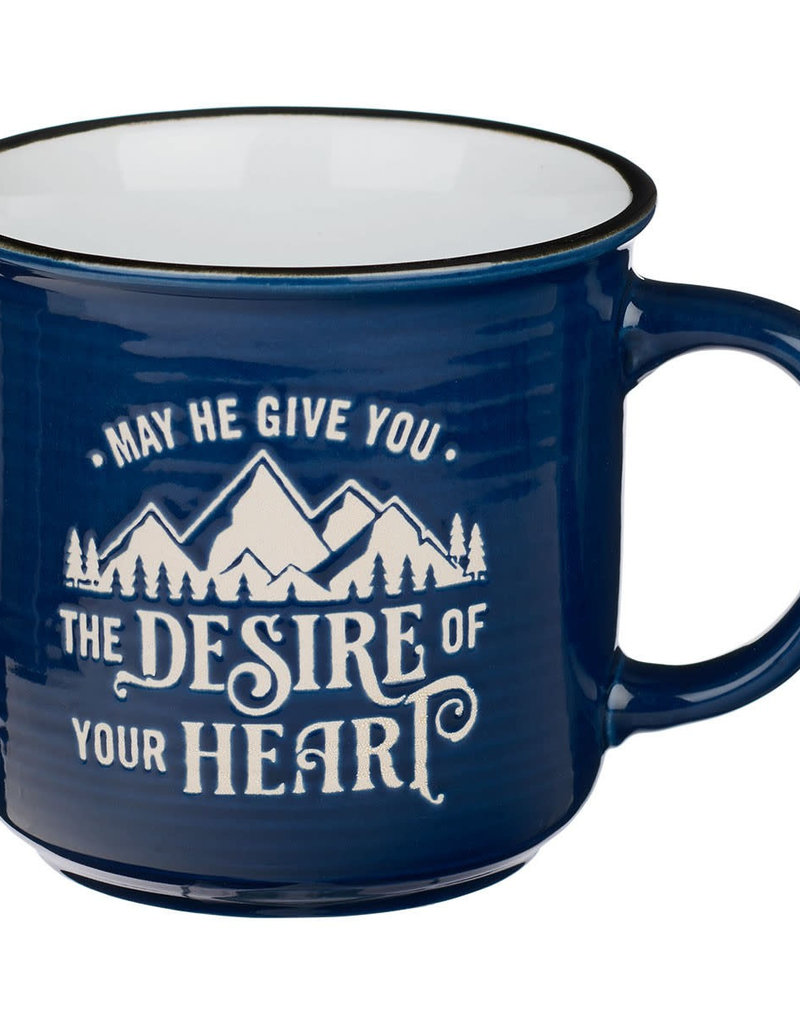 Desires of Your Heart Blue Ceramic Camp Style Mug- Psalm 20:4