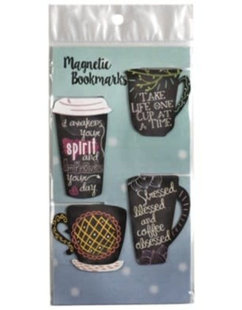 Fun Coffee Mugs Assorted Magnetic Bookmarks, Set of 4