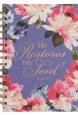 He Restores My Soul Purple Floral Wirebound Journal - Psalm 23:3