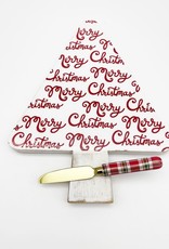 Merry Christmas Enamel Cheese Board w/ Spreader