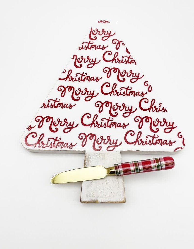 Merry Christmas Enamel Cheese Board w/ Spreader