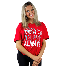 Merry Everything, Happy Always - Red Sueded V-Neck