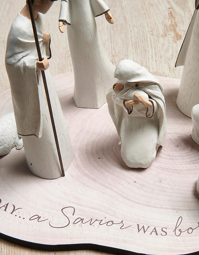 "A Savior is Born" Nativity Set & Base, 10 pieces